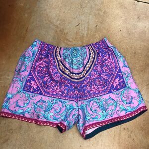 Versace Pink and Blue Patterned Athletic Shorts